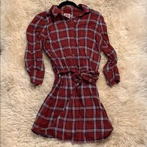 Flannel dress with belt